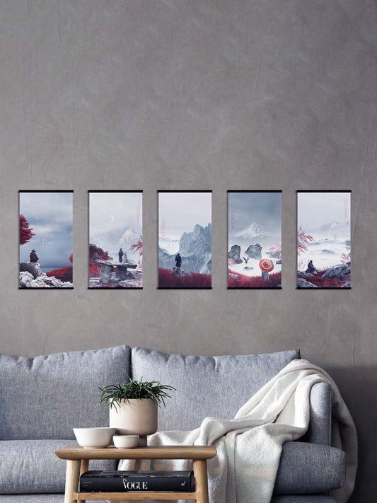 Misty Crimson - Pack of 5 Wall Scrolls
