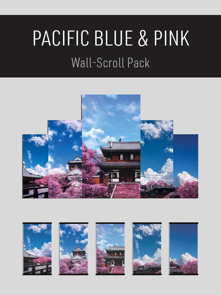 Japanese blue sky wall art pack of 5