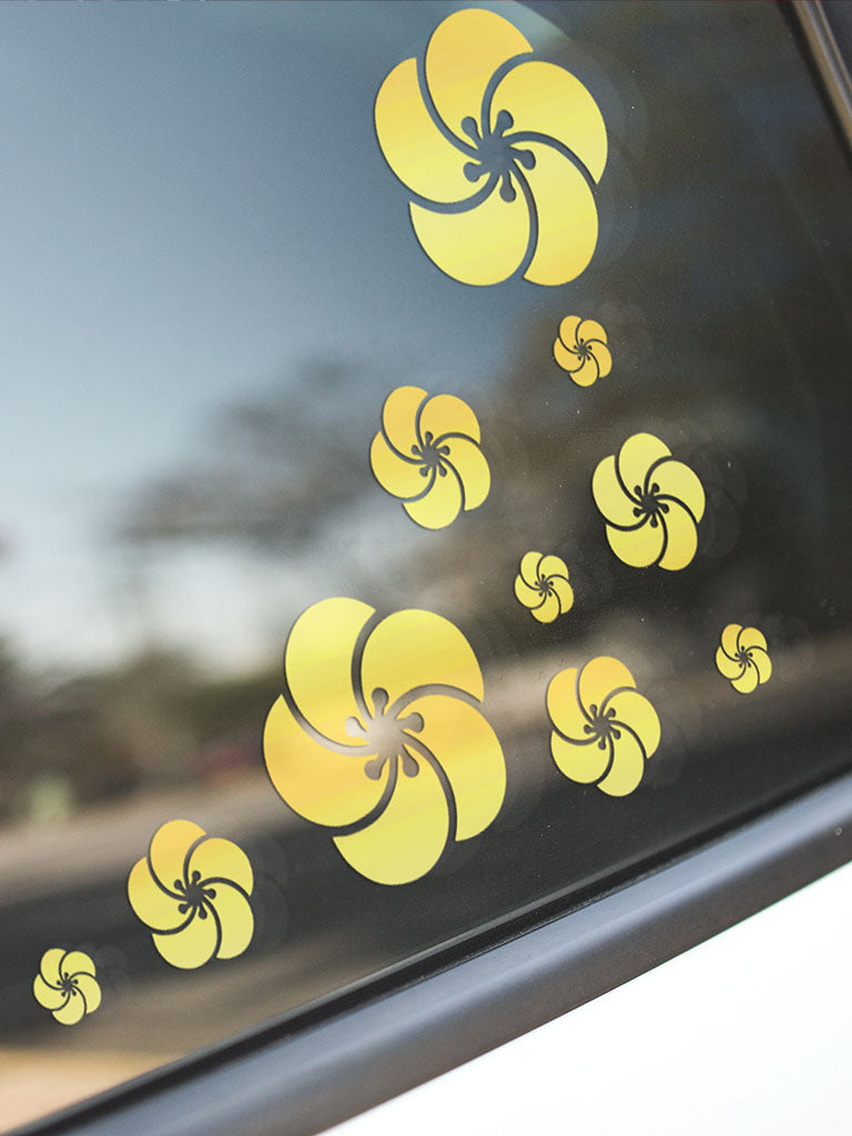 gold sakura decals pack stickers on car window (7468378390781)