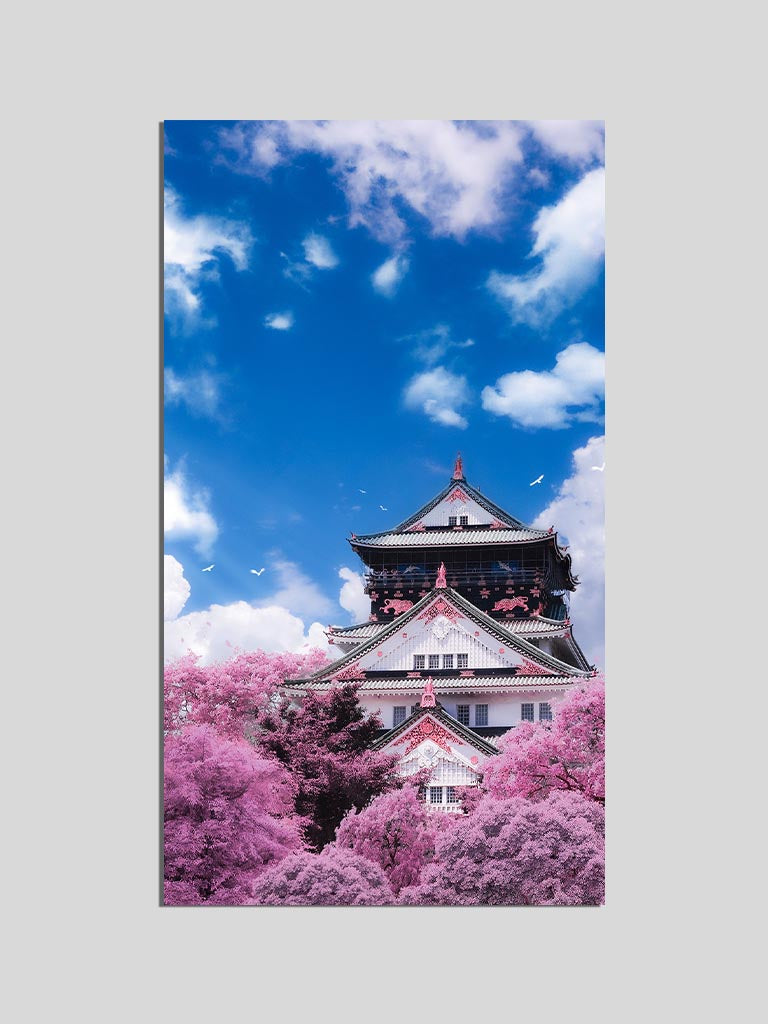 japanese palace wall art pink garden poster wall scroll