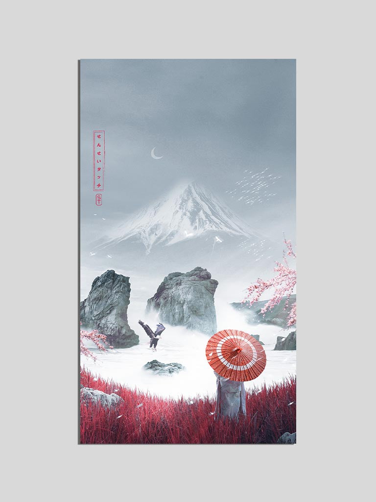 japanese woman kimono umbrella fantasy poster wall scroll