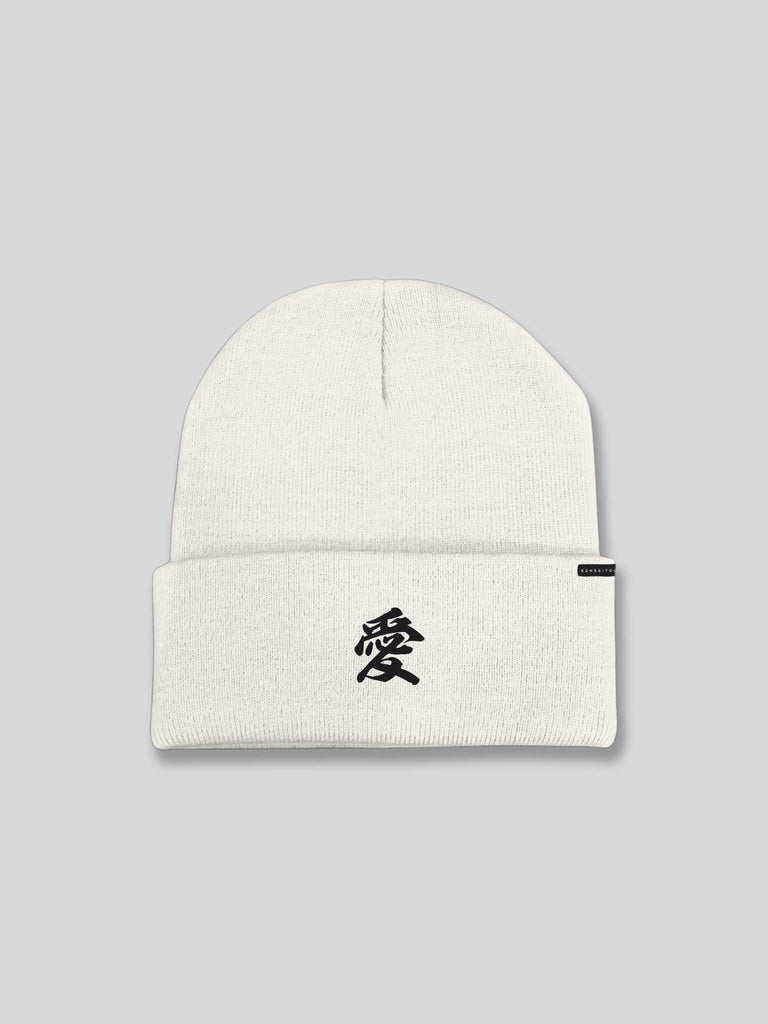 love kanji embroidery beanie white (7468097437949)