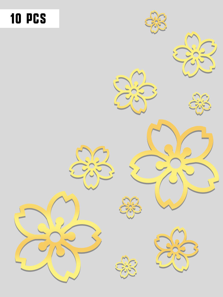 sakura cherry blossom sticker pack gold decals (7468378292477)