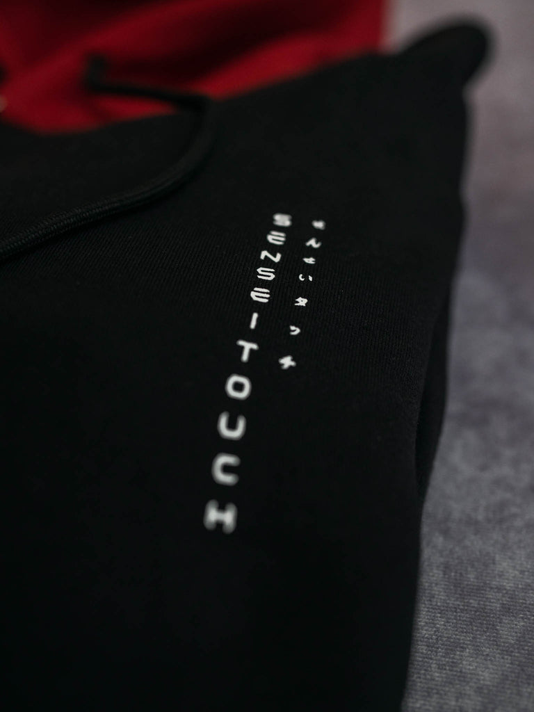 senseitouch chest logo hoodie red and black print (7468258230525)