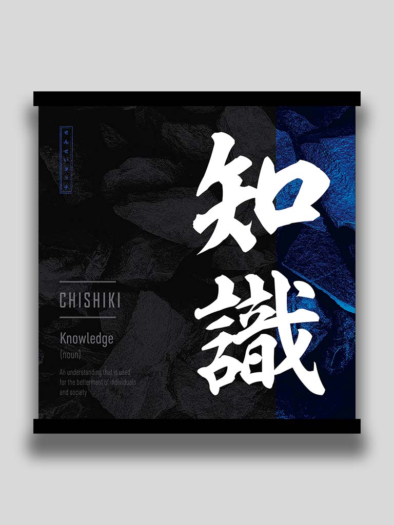 Japanese kanji Knowledge 知識 square poster and wall art (7468570378493)