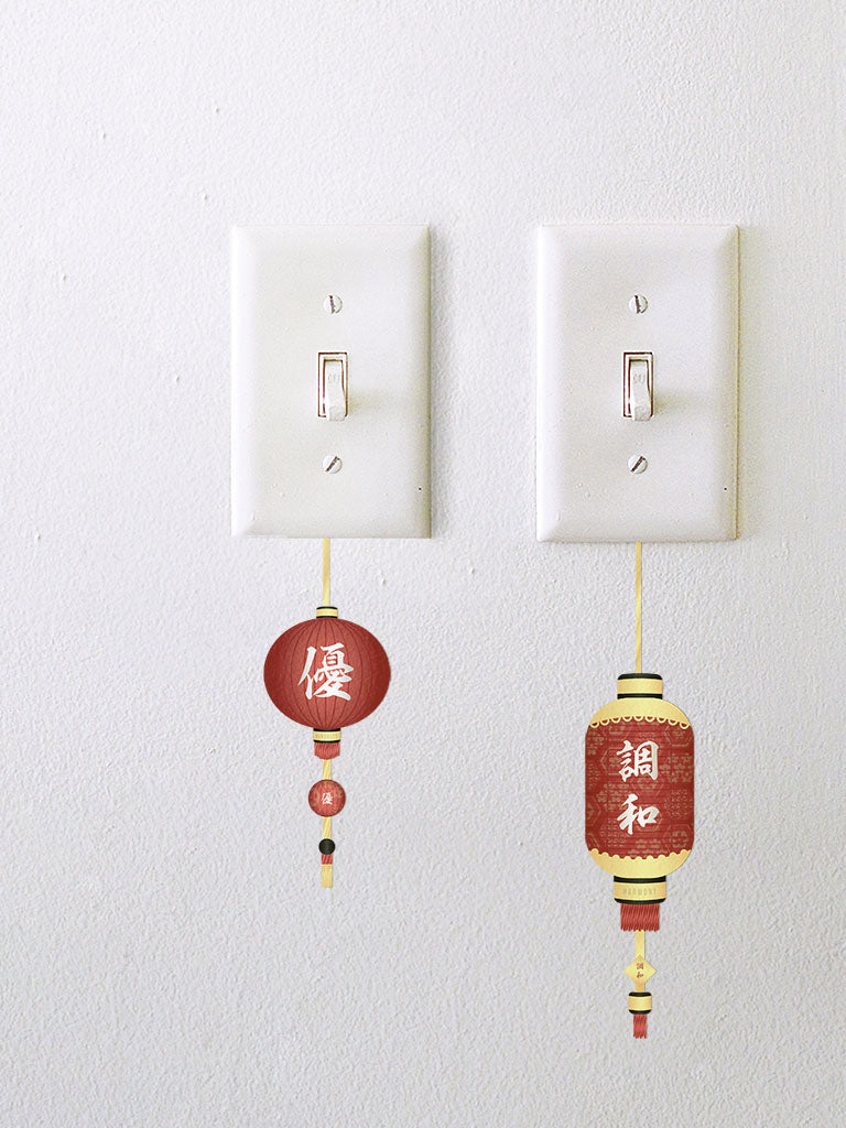 japanese red and gold sticker pack of lanterns (7468361941245)