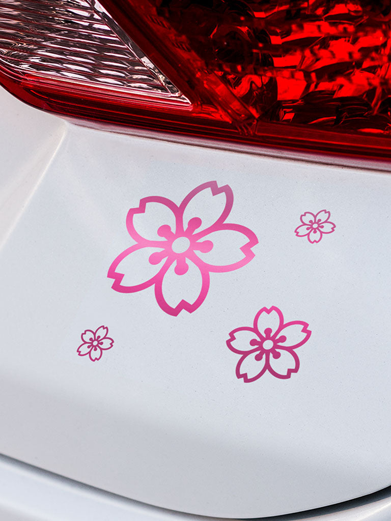 pink sakura stickers on car decals (7468378194173)