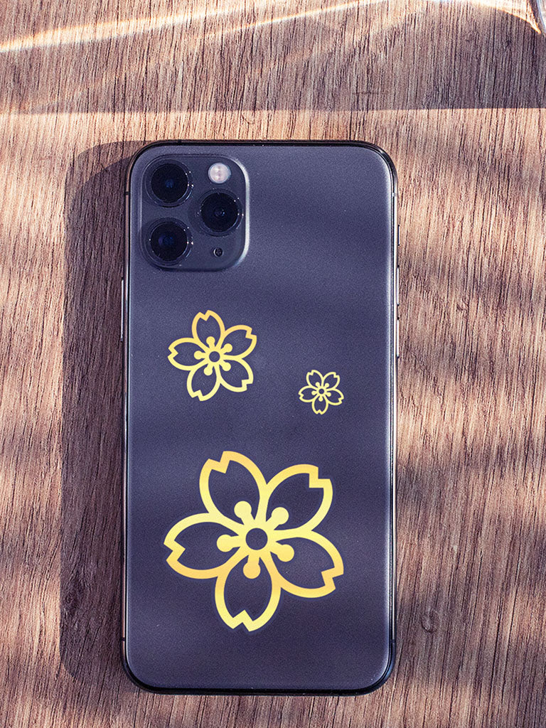 sakura gold decal on iPhone (7468378292477)