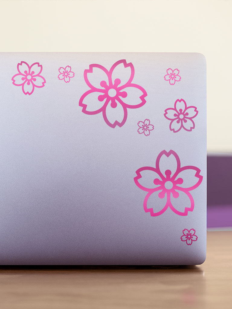 sakura sticker pack on laptop pink decals (7468378194173)